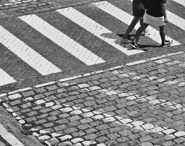 Cobblestone street in Trastevere, Rome at dusk