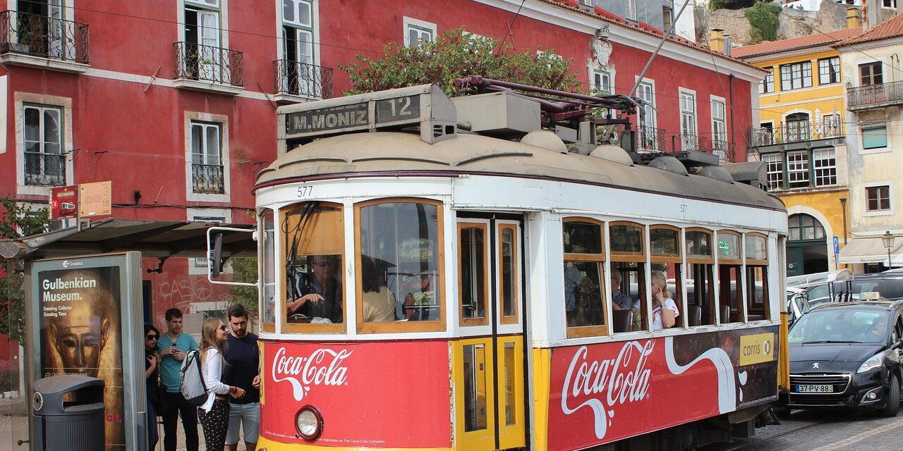 Lisbon tram yellow