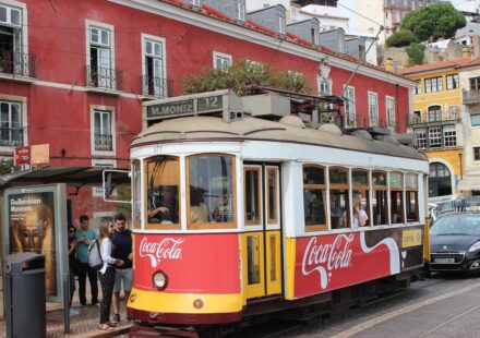 Lisbon tram yellow