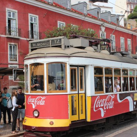 Lisbon tram yellow
