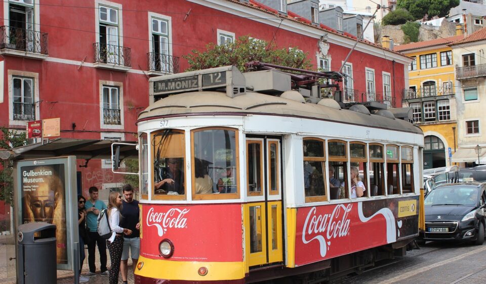 Lisbon tram yellow