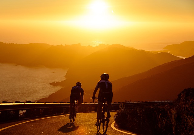 People cycling on a scenic path on Agistri island