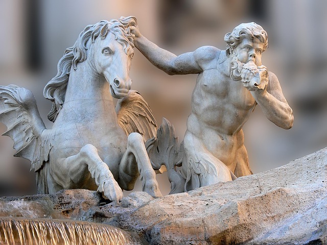 People gathered at the Trevi Fountain in Rome